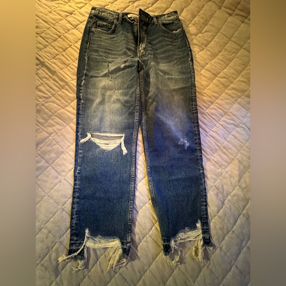 NWOT Flying Monkey Highrise Straight Ankle Jean Factory Distressed